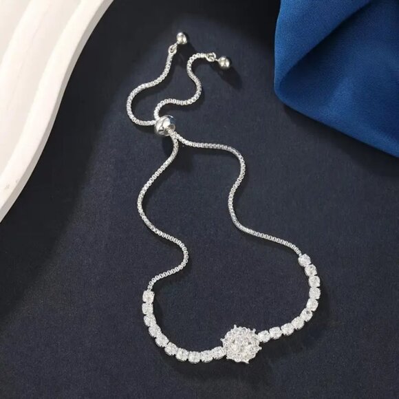 925 Sterling Silver Womens 2ct Diamond Adjustable Tennis Bracelet Ladies Jewelry - Picture 2 of 5